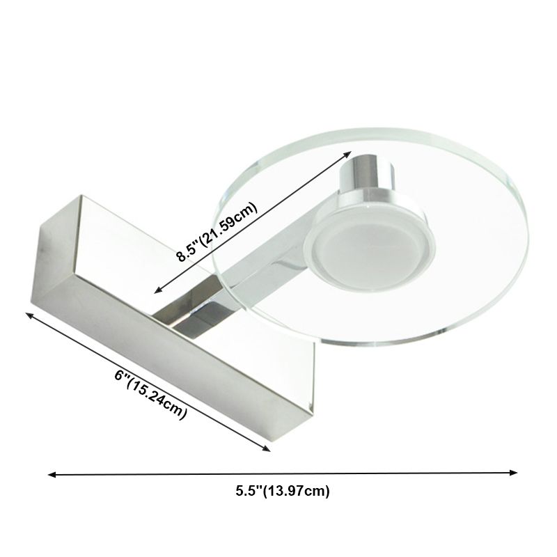 Round Shade 1-Light Wall Sconce Modern Style Crystal Mirror Wall Mount Light Fixture in Silver