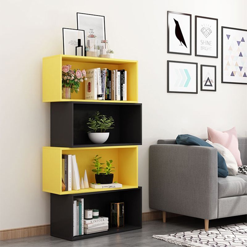 Scandinavian Standard Bookcase Engineered Wood Closed Back with Cabinets