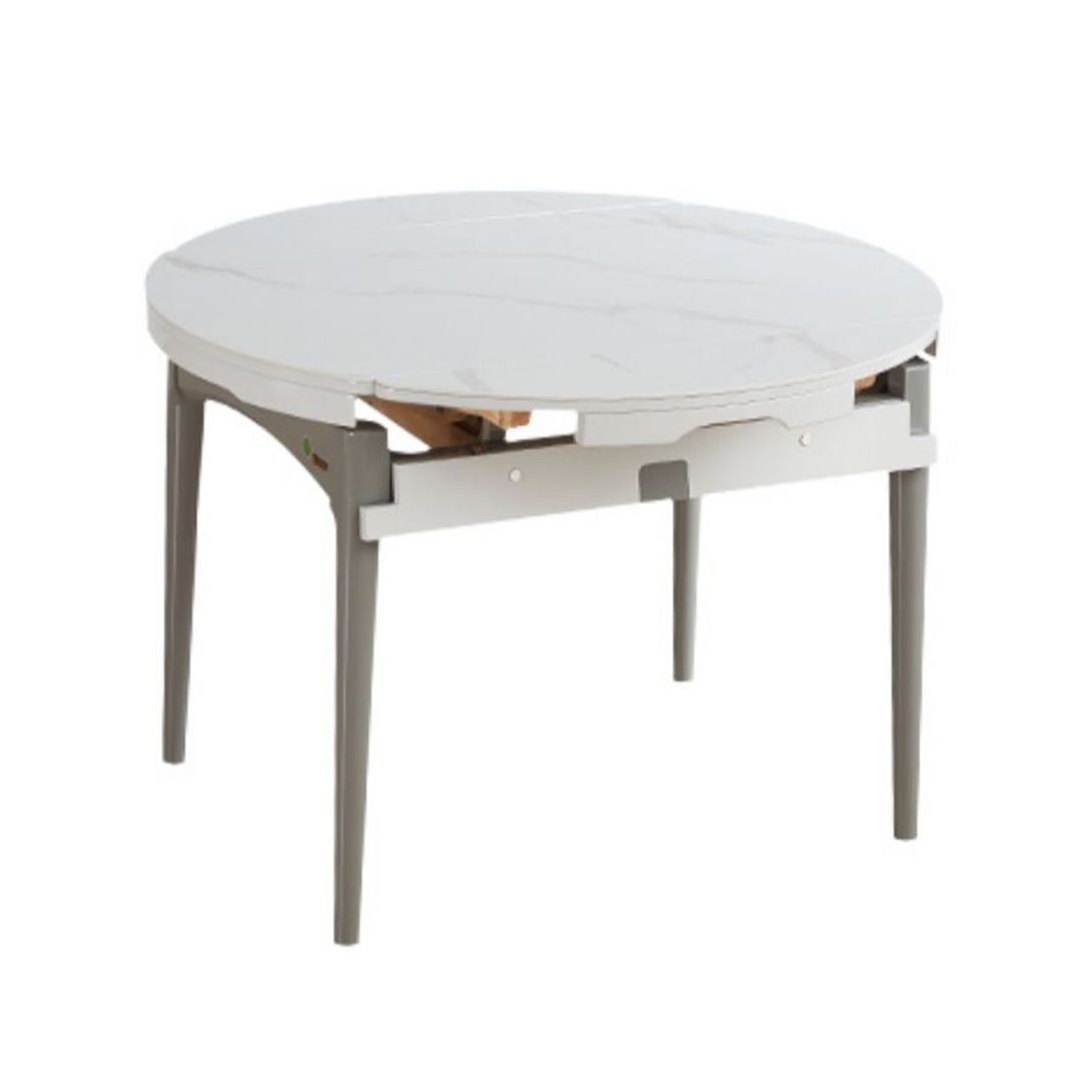 Contemporary Extendable Round Stone Dining Table for Dining Room