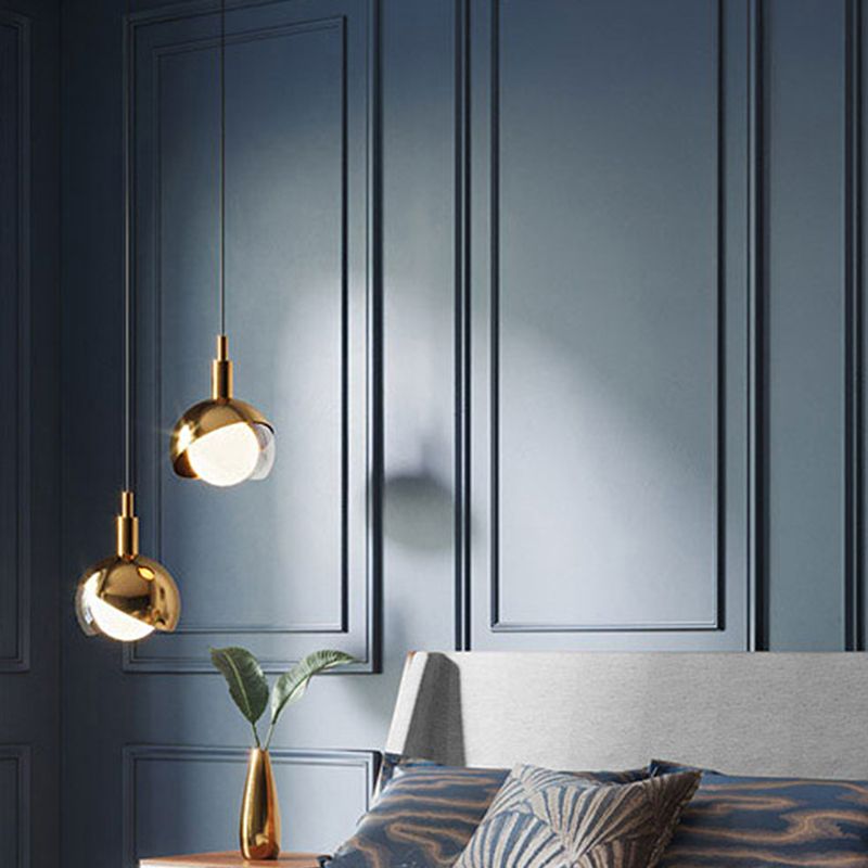 Lampada a ciondolo in metallo emisfero semplicità 1 piena di soffitto a testa per sala da pranzo