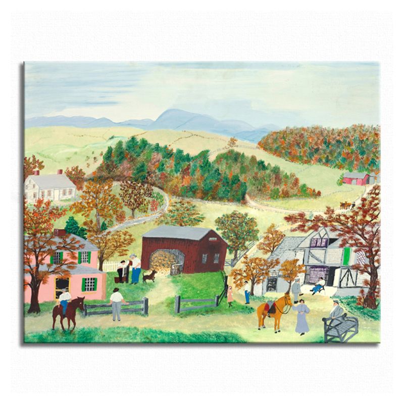 Strukturierter Kunstdruck auf Leinwand, Vintage-Feldlandschaft, Wanddekoration in Gelb für Schlafzimmer