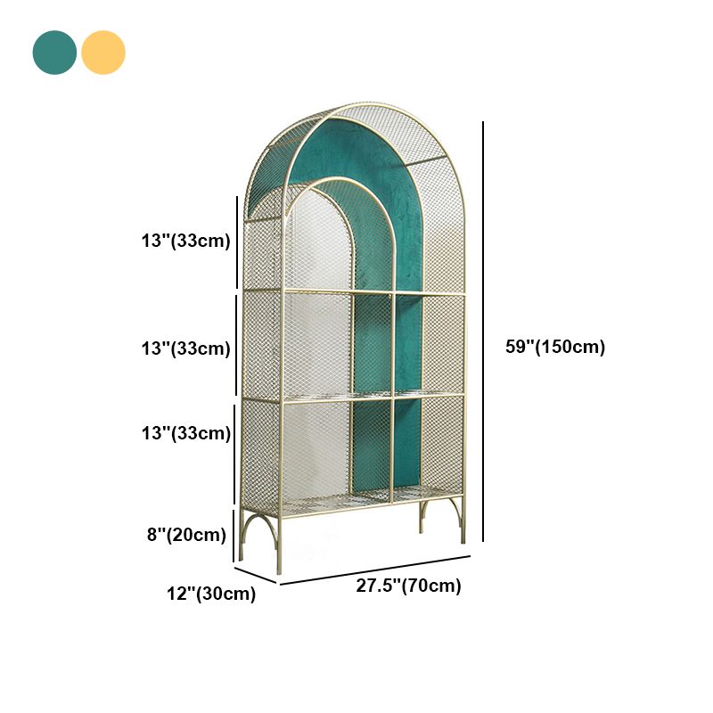 Glam Style Vertical Bookshelf Metal 3-shelf Bookcase for Home Use