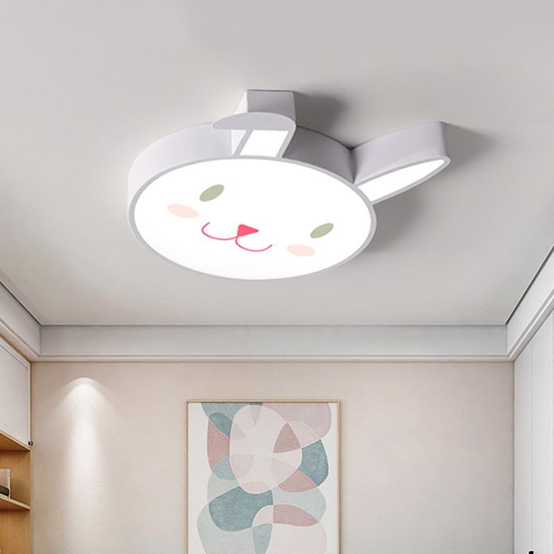 Rabbit Flush Mount Cartoon Style Acrylic Pink/Blue/White LED Flushmount Ceiling Fixture for Bedroom