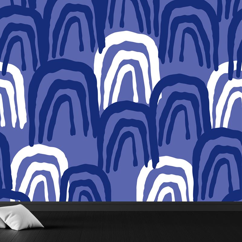 Custom Illustration Modern Mural Wallpaper with Abstract Pattern in Dark Color for Room