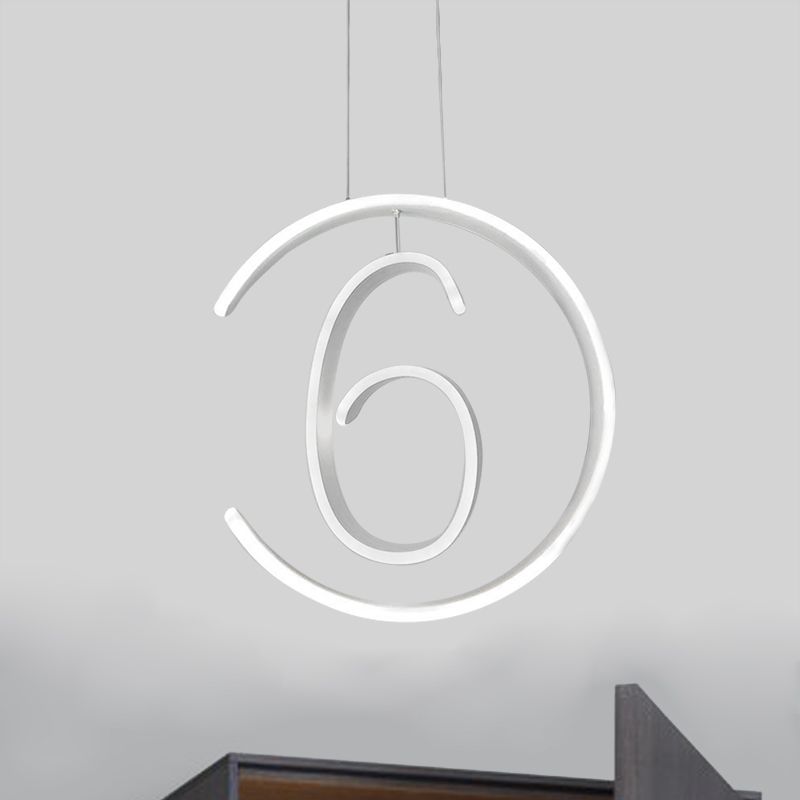 6/7/8-Shaped Drop Pendant Simple Acrylic 1 Light White Chandelier Lamp for Bedroom