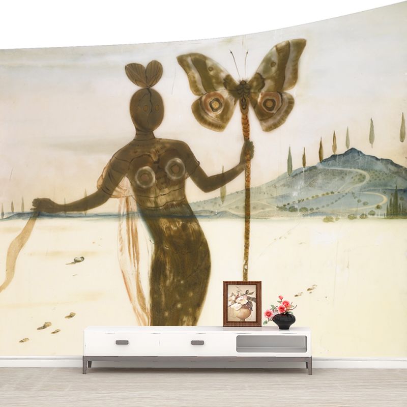 Brown Fancy Costume Wallpaper Mural Stain Resistant Surreal Bedroom Wall Decoration