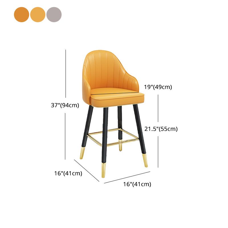Scandinavian Full Back Swivel Barstool Restaurant Leather Stool
