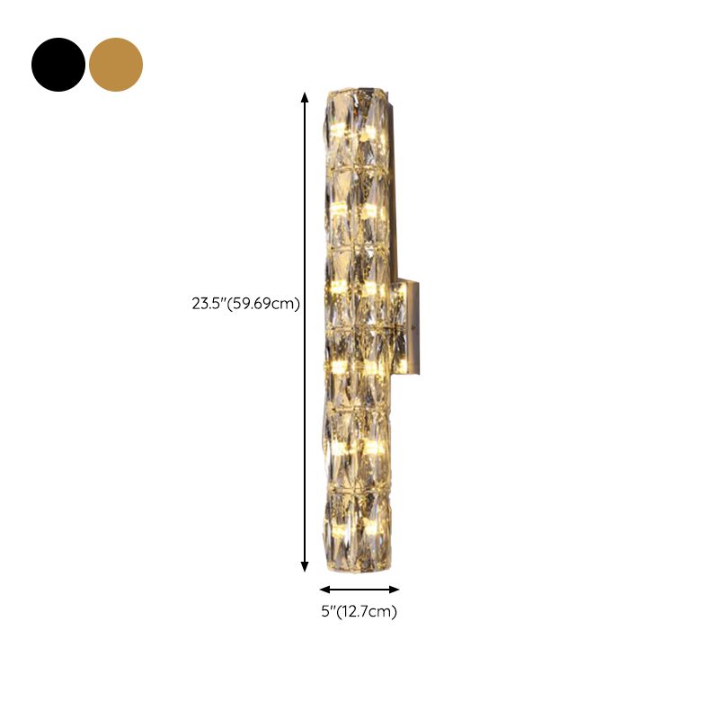 Crystal Cylinder Shape Wall Lighting Modern Style Multi Lights Wall Light Sconce