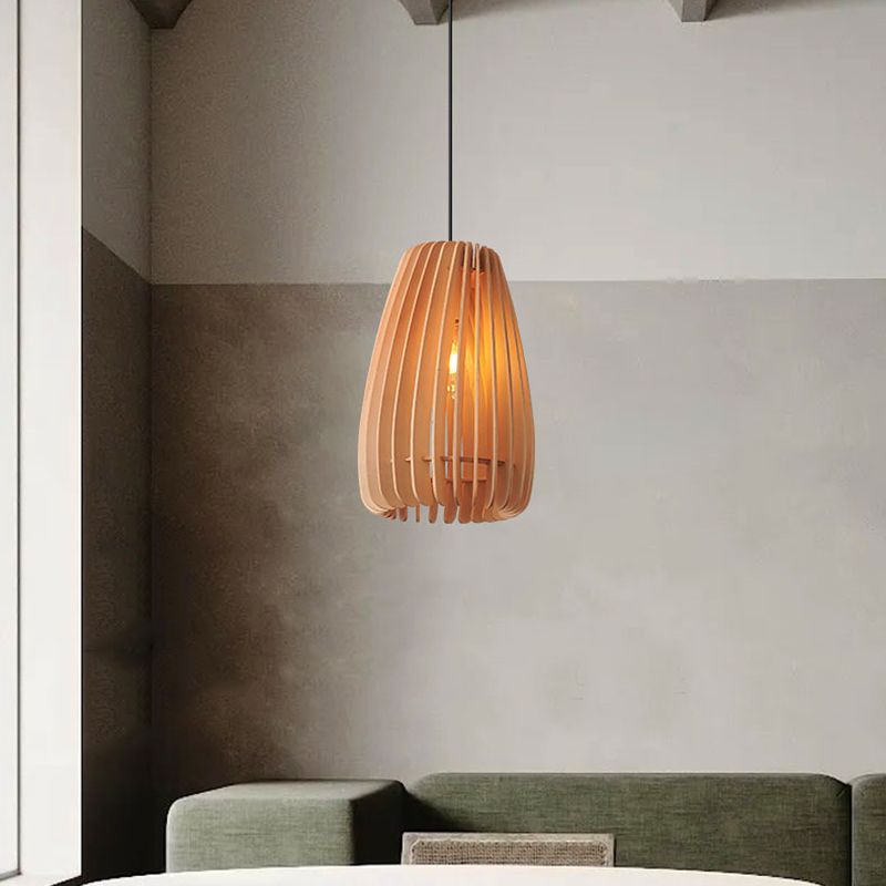 Lampada a sospensione a pendente a legna la luce del soffitto a 1 luce contemporanea per sala da pranzo