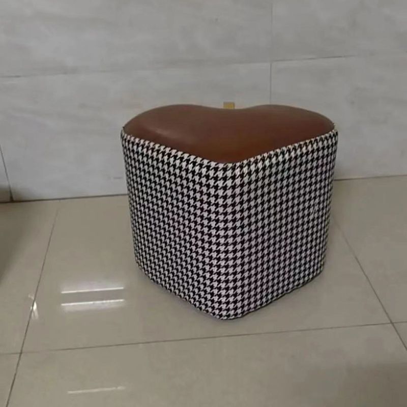 Ottoman Faux Leather Modern Specialty Water Resistant Houndstooth Pattern Ottoman