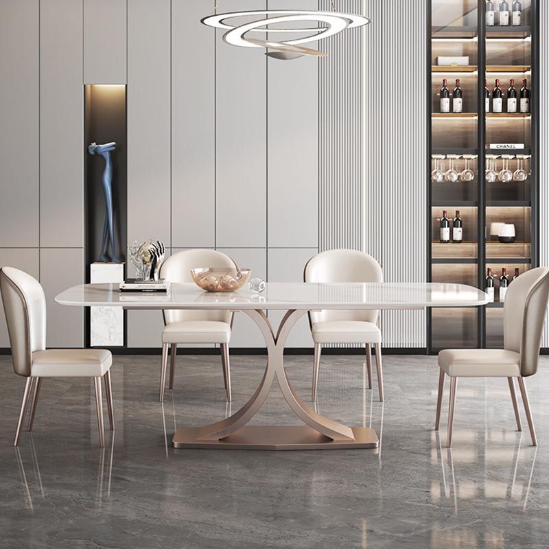 Glam Rectangle Table Set 1/3/4/5/6 Pieces Dining Set for Home Use