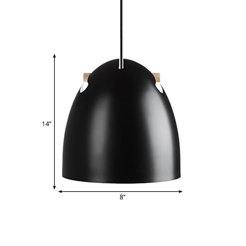Dome Metal Pendant Lamp Modernism 1 Head Black Hanging Light Fixture for Restaurant