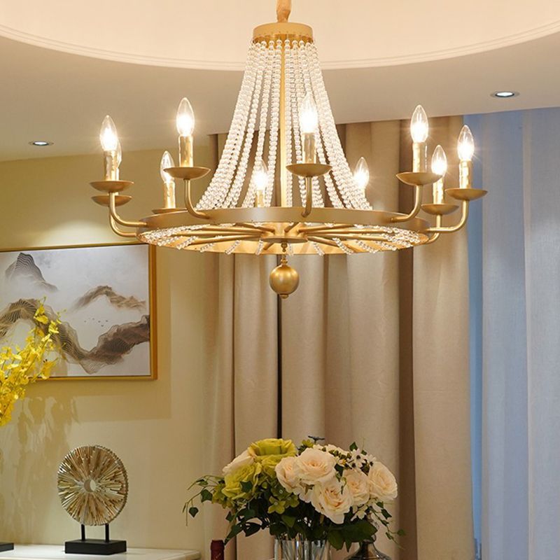 Candelabra Crystal Chandelier Lighting Fixture Countryside Living Room Pendant Light