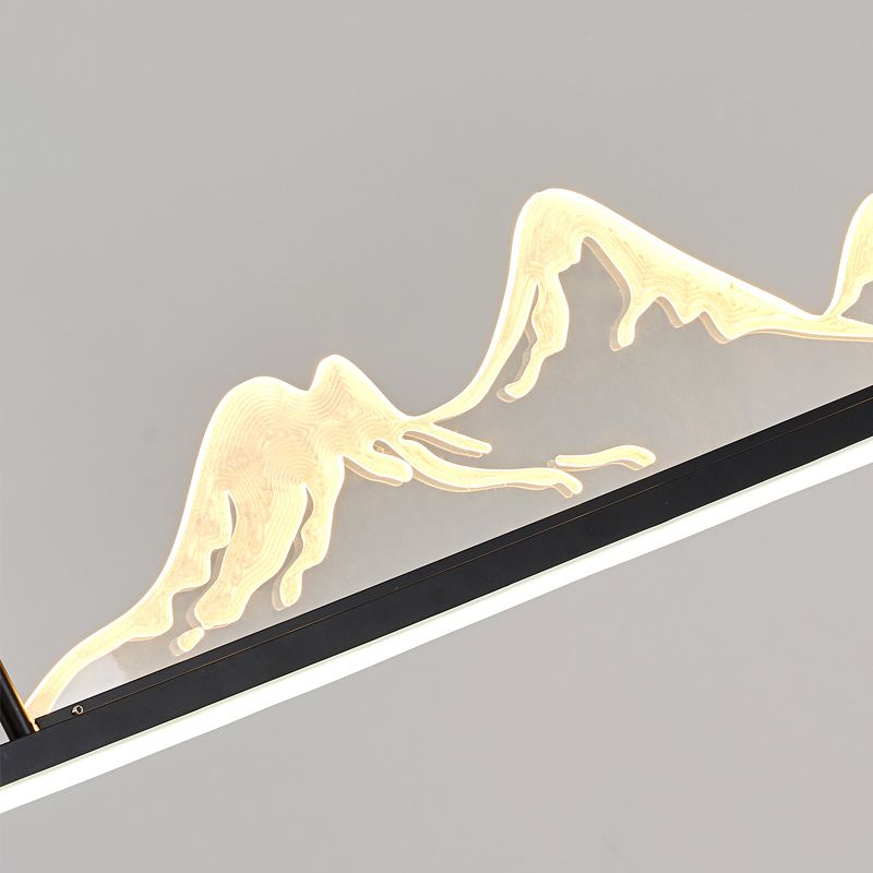 Linear Metal Hanging Light Fixture Contemporary 1 Light Kitchen Pendant Light