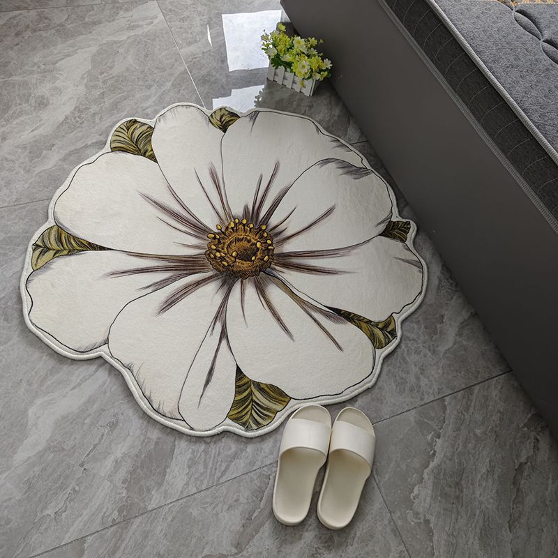 Novelty Flower Pattern Rug Casual Polyester Carpet Pet Friendly Area Rug for Living Room