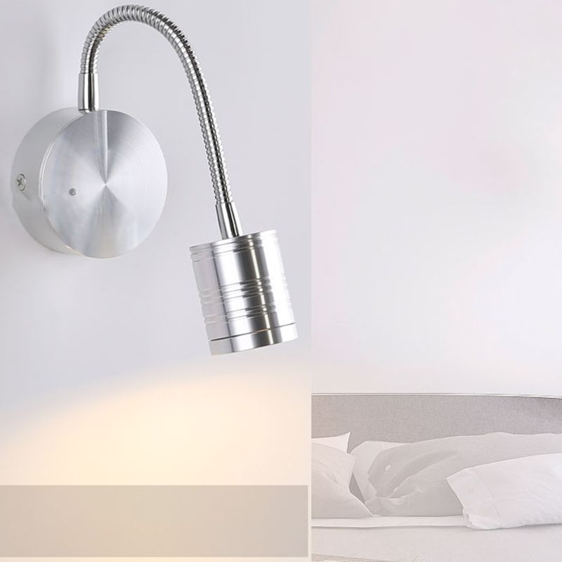 Éclairage mural de cylindre en métal style contemporain 1 éclairage de lecture murale lumineuse