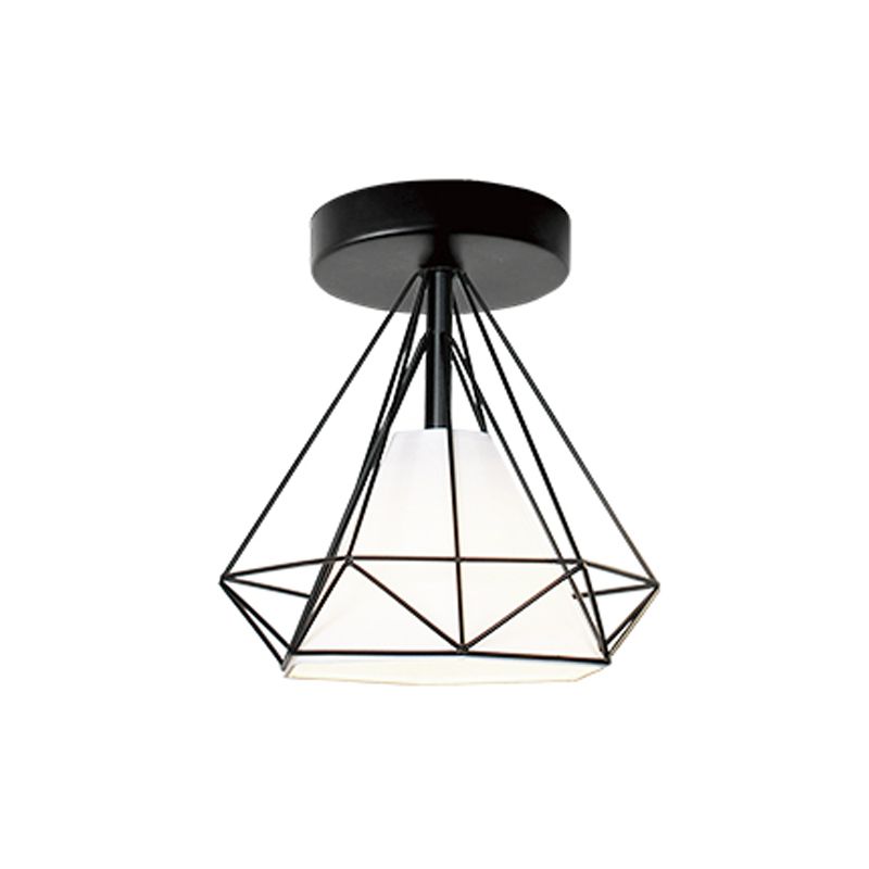 Metal Geometric Shape Flush Mount Light Industrial 1 Light Flush Mount Ceiling Fixture
