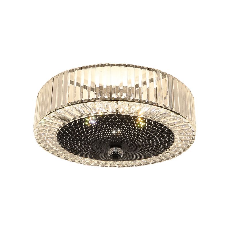 Minimalist Drum Shape Flush Light 4/5-Light Crystal Rectangle Flush Mount Ceiling Lamp in Black