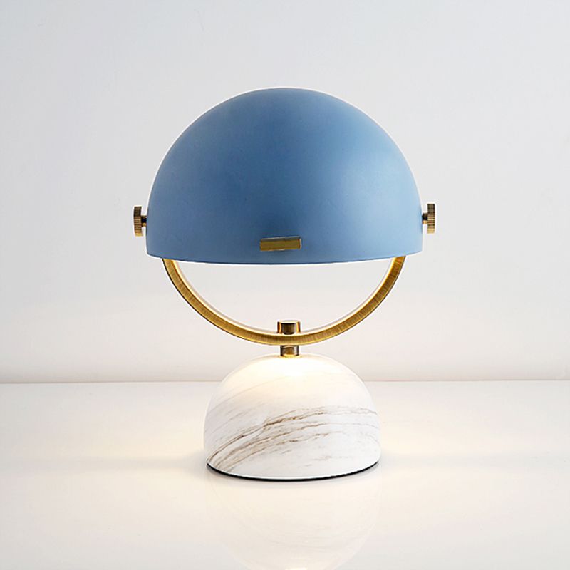 Black/Red Finish Domed Table Lamp Modern Style 1-Bulb Metal Table Light with Marble Base for Bedroom