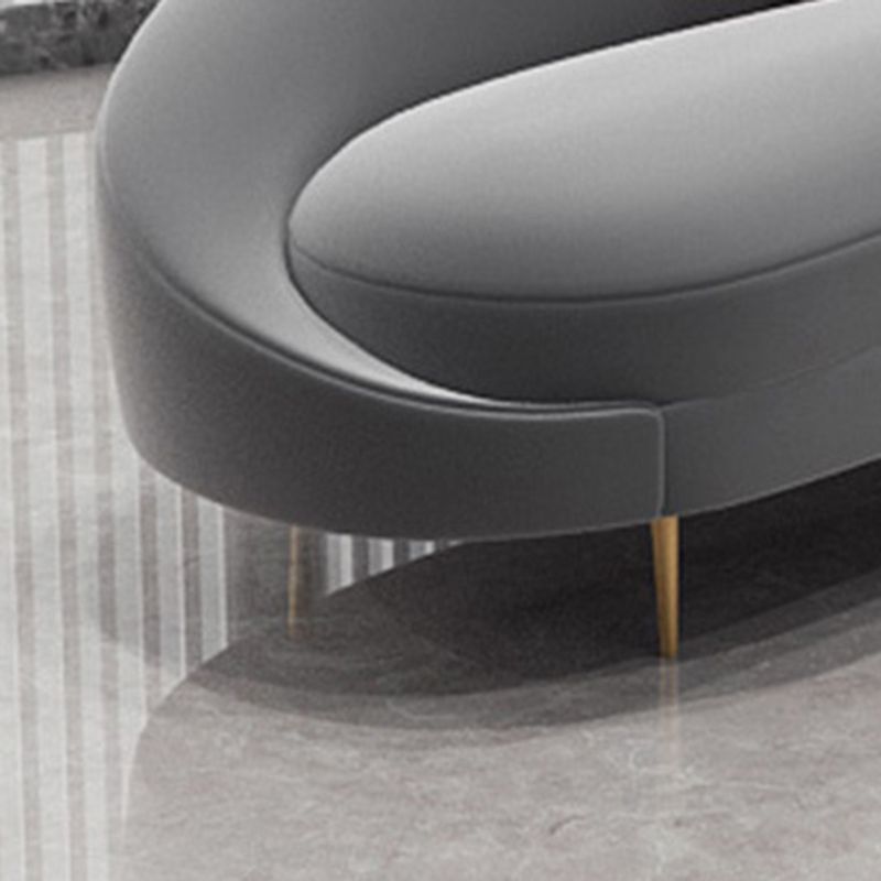 Contemporary Velvet Solid Color 33.46" H Curved Slope Arm Sofa