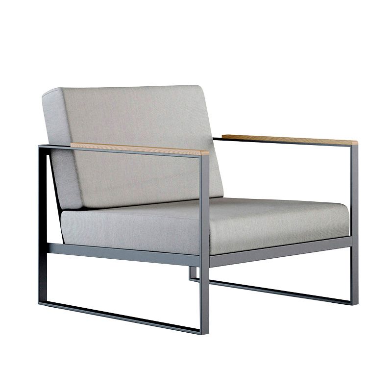 Industrial Metal Frame Patio Sofa Water Resistant Outdoor Sofa with Cushion