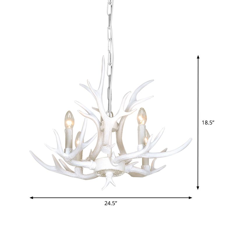 Resin Candelabra Chandelier Lamp Farmhouse 4/6/8-Head Living Room Pendant Ceiling Light in White