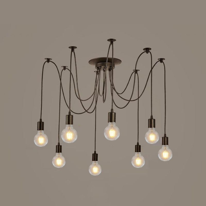 Luce a ciondolo a ciondolo a più luci in stile industriale in lampadina di bulbo per ristorante