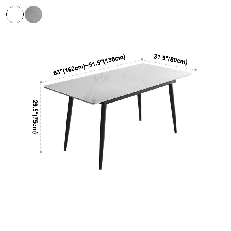 63''L Industrial Sintered Stone Table Extendable Rectangle Dining Table for Kitchen