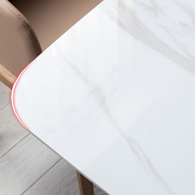 White Dining Table with Trestle Base Modern Natural Frame Dinner Room Kitchen Table