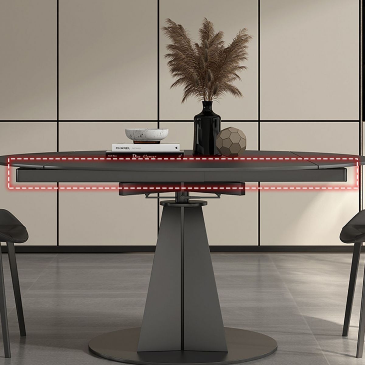 Juego de comedor contemporáneo plegable con muebles de mesa formal de piedra sinterizada