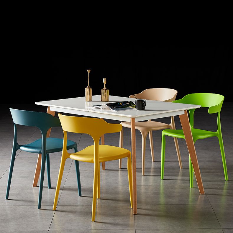 Contemporary Side Chair Stacking Dining Colorful Plastic Armless Chairs for Dining Room
