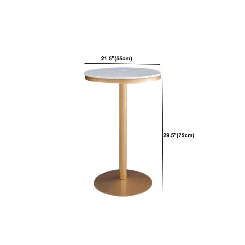 Glam Style Bar Table Faux Marble Bar Dining Table with Pedestal Base