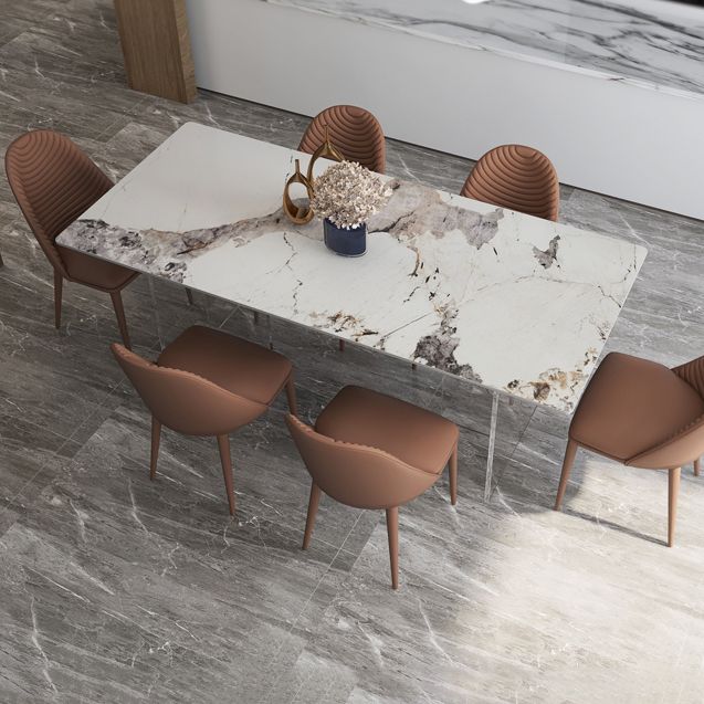 Mesa rectangular contemporánea acrílica mesa de piedra sinterizada para comedor