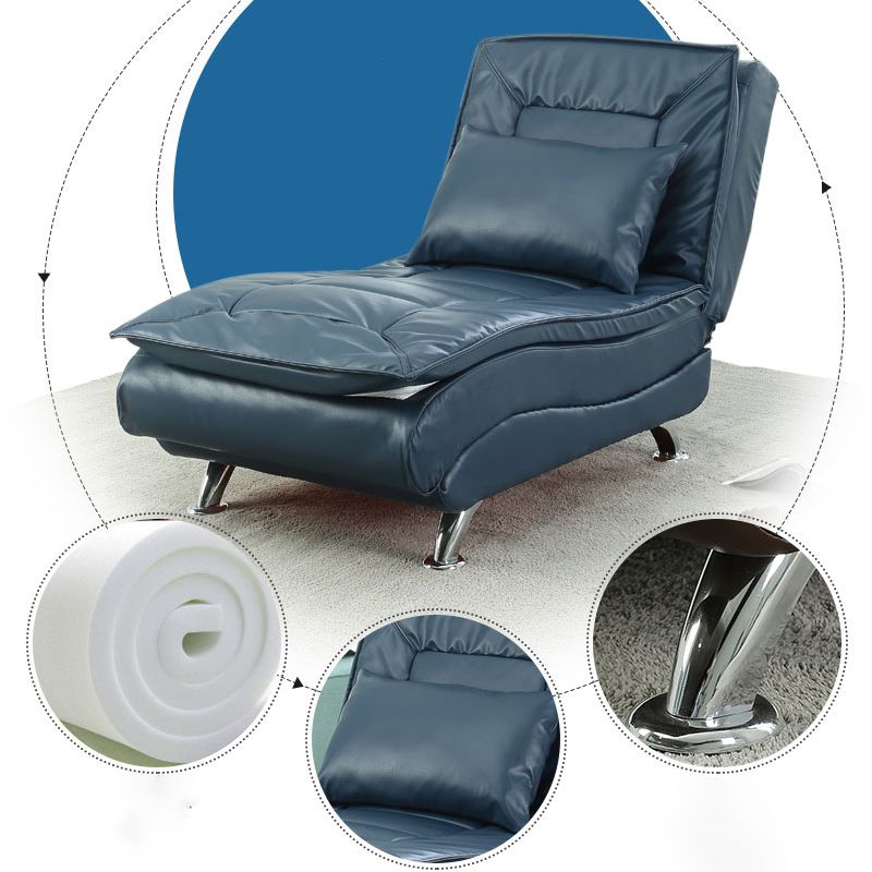 Contemporary Armless Accent Chair Faux Leather Reclining Chaise