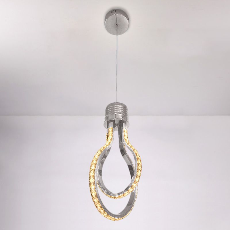 Lampachtig frame metalen hanglamp moderne LED chroom suspensieverlichting in warm/wit licht