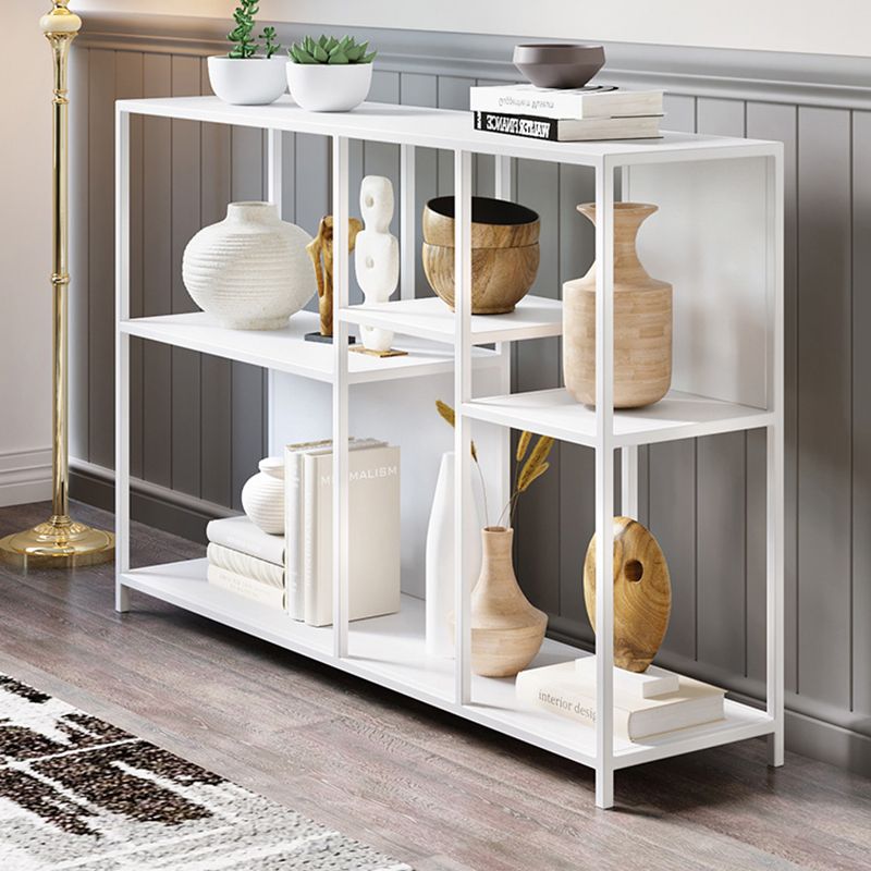 Horizontal Metal Bookcase Modern Open Back Bookshelf with Shelves