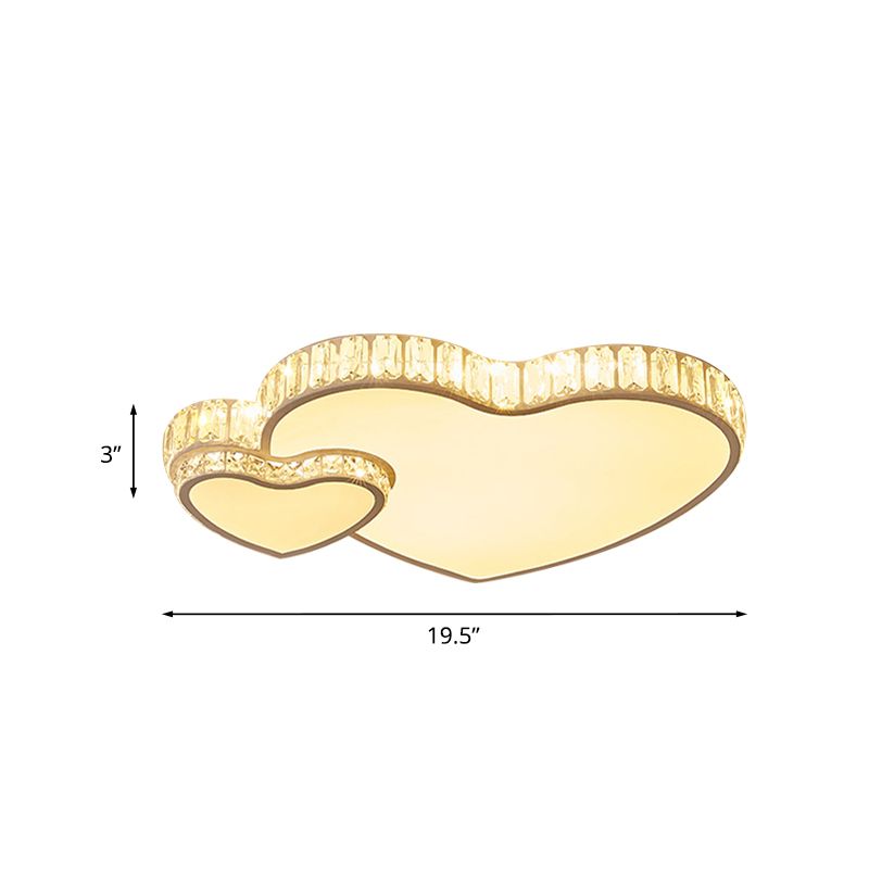 Minimalistische Dual-Herz-LED-Einbauleuchte aus geschliffenem Kristallkristall in Weiß