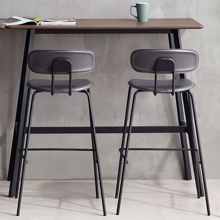 Matte Finish Leather Barstool Nordic Style Coffee Shop Low Back Stool