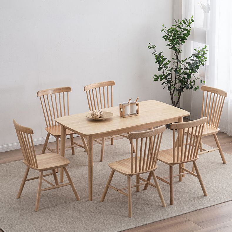 Contemporary Solid Wood Top Dining Set with 4 Legs Fixed Table Dinette Set for Restaurant