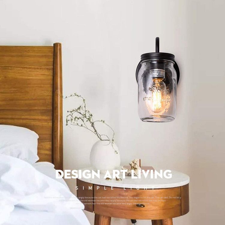 Industrial Gooseneck Stem Sconce Light Single Light Canning Jar Wall Lamp for Corridor