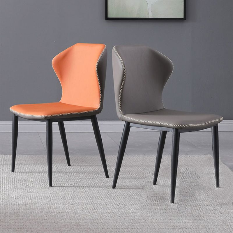 Industrial Metal Dining Room Chairs Armless Wingback Side Chair (Set of 2)