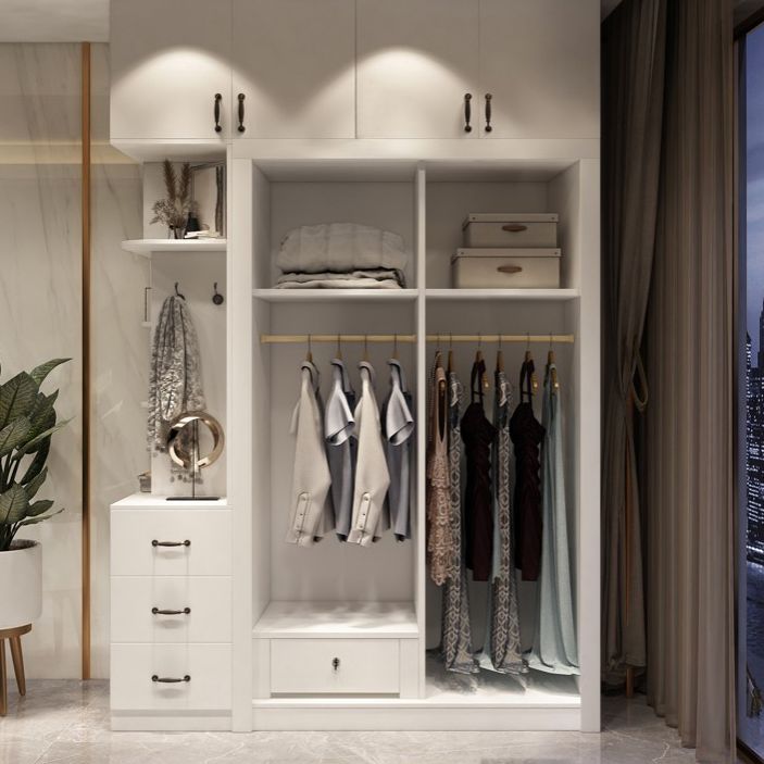Contemporary Style Wardrobe White Color Wooden Wardrobe Closet for Bedroom