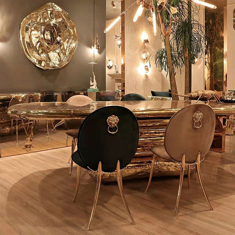 Luxury Style Upholstered Solid Back Armless Dining Chair for Dining Room