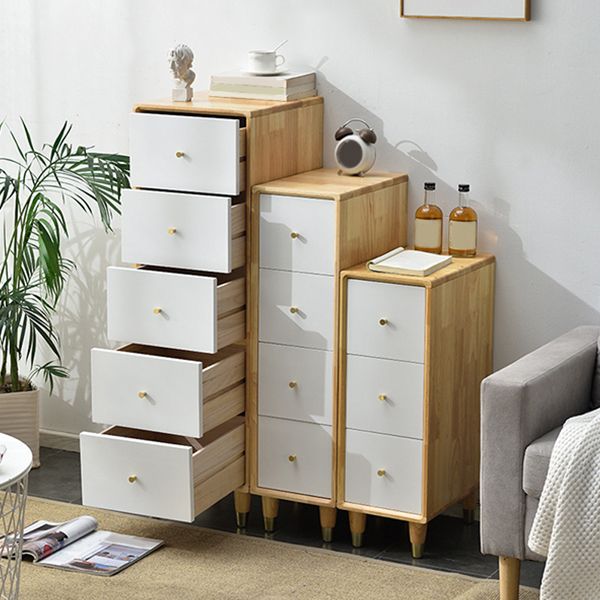 15.74" Wide Modern Wooden Accent Chest Rubberwood Chest with 5 Drawers