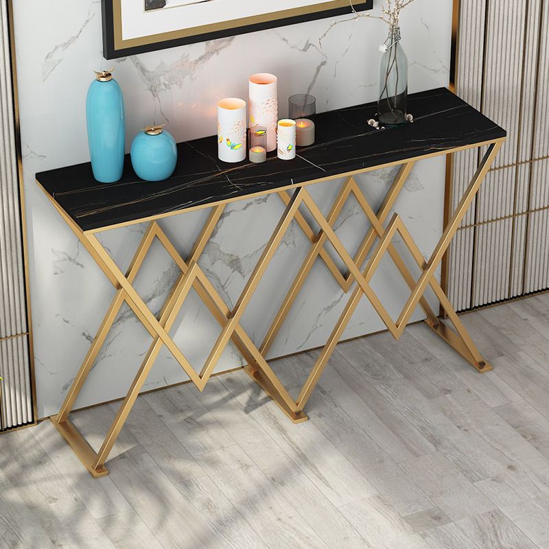 Contemporary Console Accent Table Antique Finish Rectangle Console Sofa Table in Marble