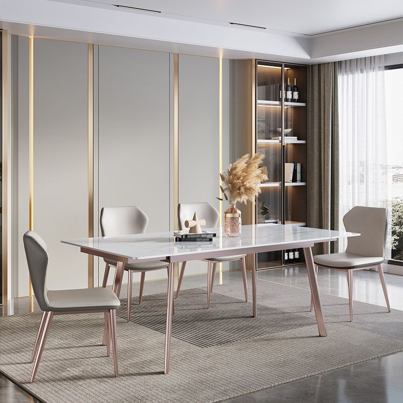 Modern Sintered Stone Top Dining Set Extendable 1/4/5/7 Pieces Dining Room Table Set