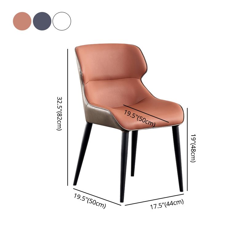 Sillón de interior contemporáneo con respaldo de alas, silla de comedor tapizada de metal (juego de 2)