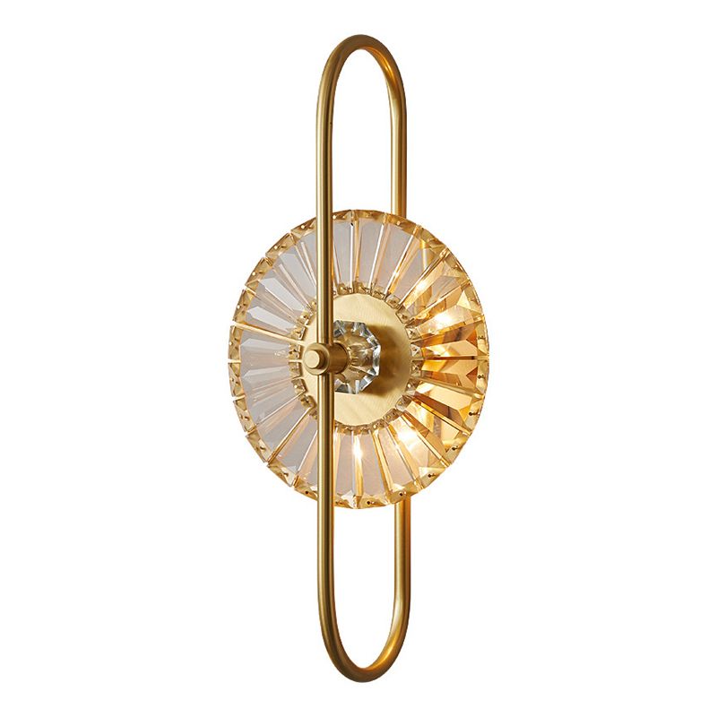 2 / 3 - Light Wall Light Solid Brass and Crystal Post Modern Wall Sconce