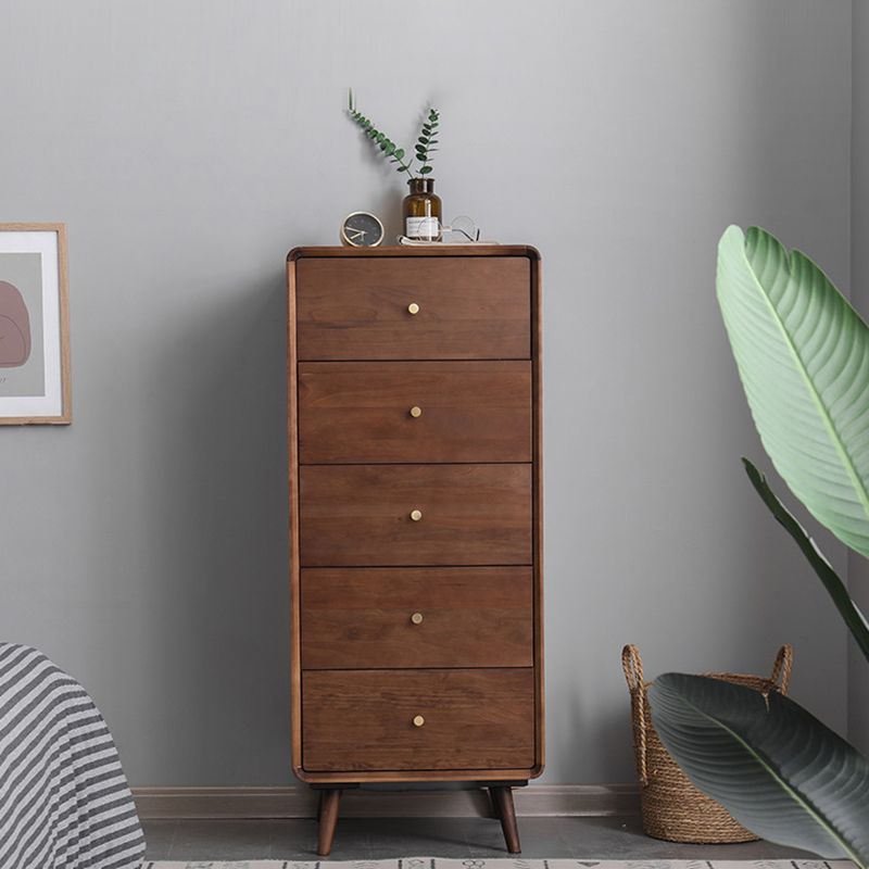 Mid-Century Modern Chest Pine Wood Drawer Knobs Rectangle Accent Chest