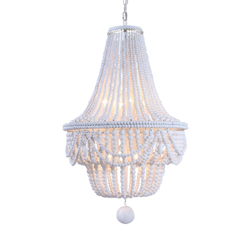 Jar Empire Chandelier Modern Wood 8 Bulbs Hanging Ceiling Light in White with Global Drop